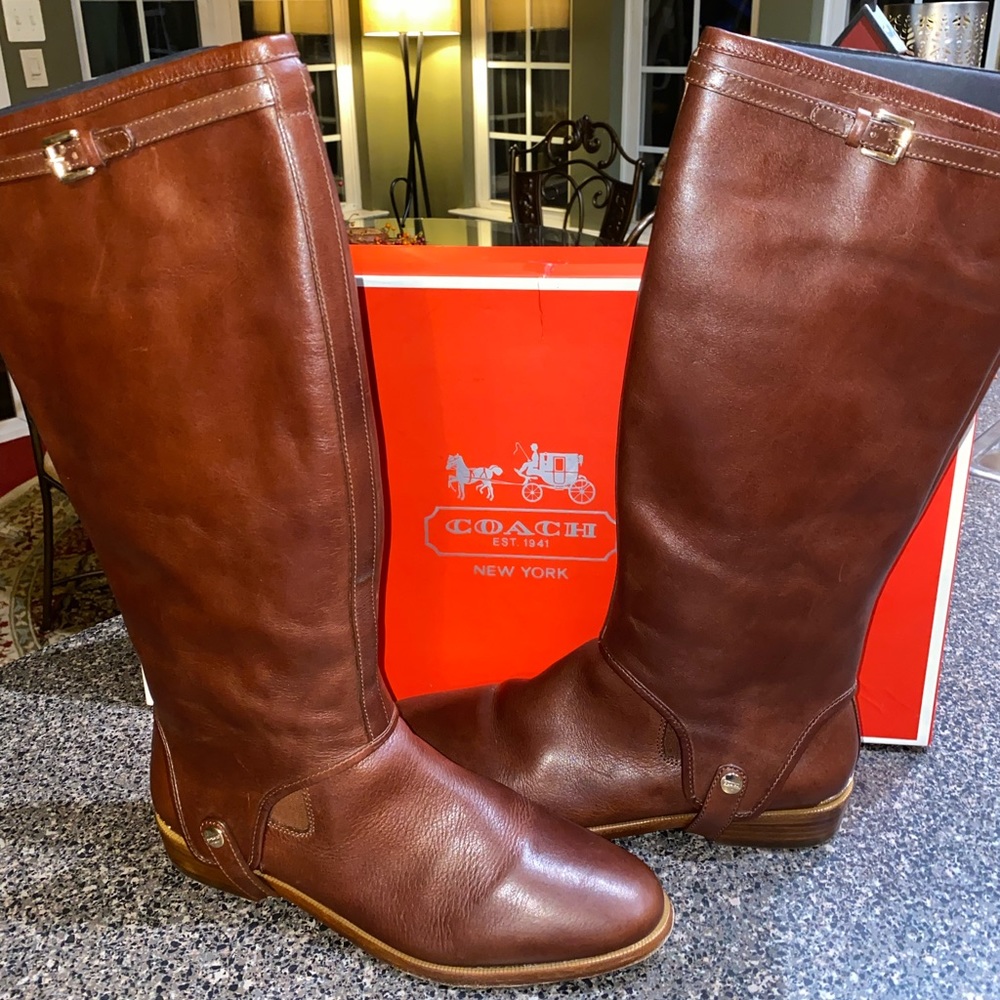 2in1 mahogany all leather coach boots ladies size 11 (worn) good condition!